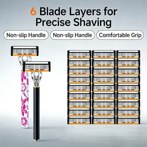 Men's 6 Layer Blade Manual Shaver, Wet&dry Use, Waterproof Smooth Shaving, Ultimate Face Fit, Easy Clean, Daily Grooming Essential