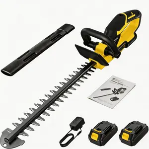 GAOMON 20V Cordless Hedge Trimmer, 22.4 Inch Dual-Action Cut Blade, Lightweight & Portable Electric Hedge Cutter with 2x2.0Ah Batteries & Recharger, for Garden, Lawn, Bushes, Shrubs & Hedges Pruning (Yellow)