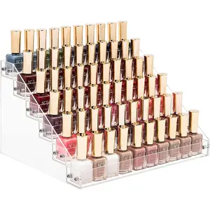 6 Tiers Acrylic Nail Polish Organizer 72 Bottles Essential Oil Stand Clear Holder Sunglasses Eyeglasses Display Makeup Organizer(6 Tiers)