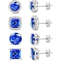 18K White Gold Plated - Dark Blue CZ