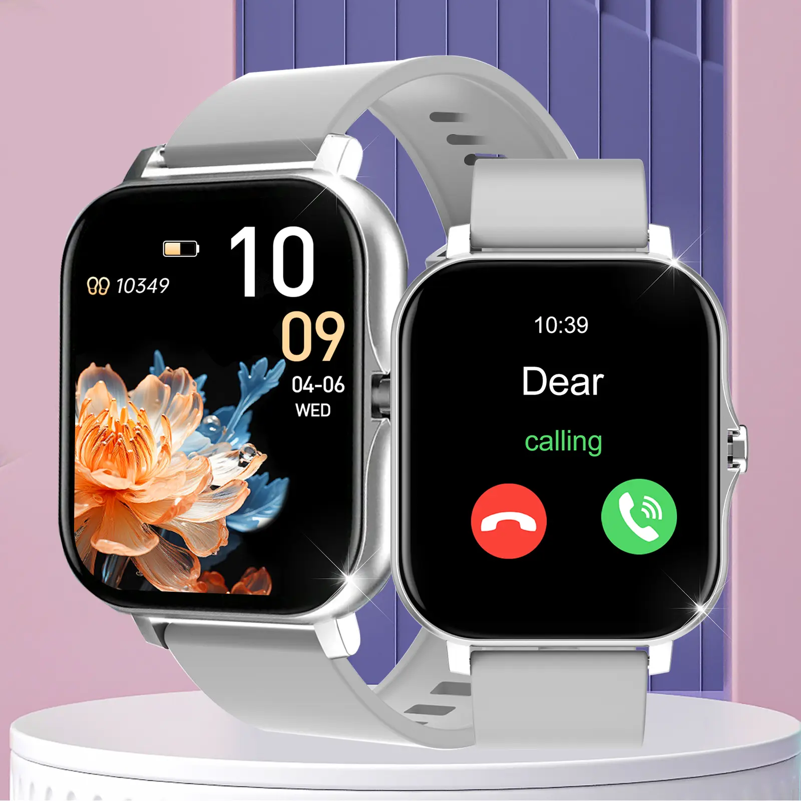 Smart Fitness Watch Pro with Large Square Dial, Supports Calls & Weather Info, Step Tracking, Multiple Sports Modes, USB Charging