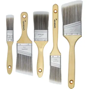 Brushes Set - 5 count Flat & Angle Paintbrushes for Wall & Trim, Suitable for Oil & Water-Based Paints, Stains