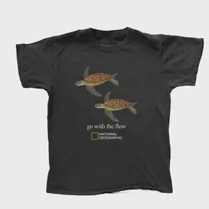 Retro National Geographic Seat Turtle 'go with the flow' reprint Baby Tee