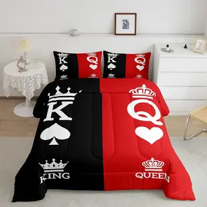 Couple Lover Bedding Set for Boys Girls Teens,Valentine Day Comforter Set,Ultra Soft Romantic Comforter,Simple Modern King Size Quilt Set