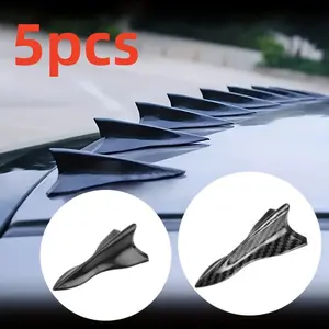 5pcs Carbon Fiber Black Shark Fin Car Roof Decoration- Sleek Bumper Guards for Enhanced Exterior Decoration