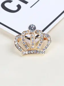 1pcs High-end Exquisite Gold Full-diamond Palace Crown Alloy Brooch Pin for Backpack and Sweater Accessory