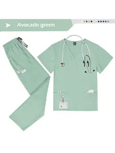 Fashion Frosted Set Beauty Salon Hospital Uniform Set Solid Color Dress Set Pocket Frosted Set Men's Jogging Pants Set