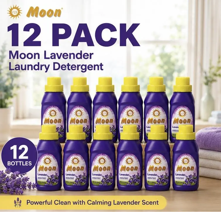 12-Count Bulk Moon Lavender Laundry Detergent, Long Lasting Fragrance Clothes Wash Liquid, 10oz No Phosphate Formula