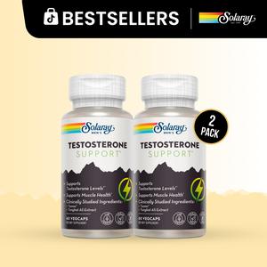 Solaray Testosterone Support Capsules 2-Pack — Tesnor & Tongkat Ali Formula — Men's Daily Wellness Routine (60-Day Supply)