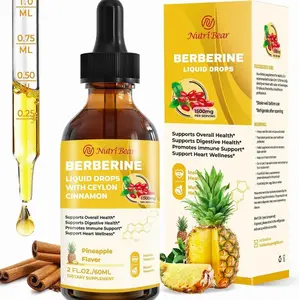 Berberine Supplement with Ceylon Cinnamon, Berberine HCL Liquid Drops with Turmeric, Bitter Melon, Quercetin, 10X Strength AMPK for Digestion System, Immune Health Support -Vegetarian, 2 fl oz