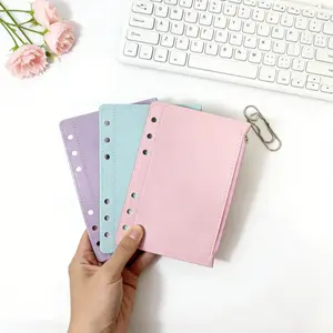 Macaron Color A6 Binder Wallet, Detachable Notebook Insert, 6-Hole PU Bag, Budget Sticker, Ideal for Organizing Coins and Notes