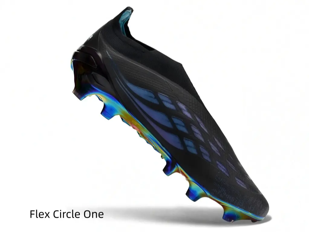 Men's Black Leopard Soccer Cleats - Iridescent Sole Football Boots Lightweight Athletic Shoes FG/AG