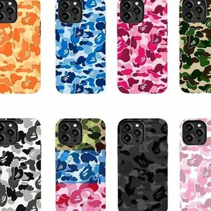 Bape Protective Camo Streetwear Phone Case Suitable for iPhone 17/16/15/14/13/12/11 Pro Max/Plus and Samsung Galaxy S23FE/22/23 Impact Resistant Hard Case with Impact Dispersion Technology & Flexible Rubber Liner Glossy Finish UV Protected 2-Piece Design