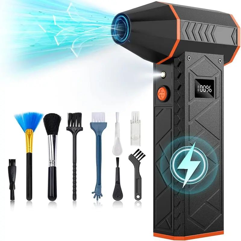 10000mAh Compressed Air Duster Comes with Two LED Lights - 180000 RPM Electric Mini Blower 4 Adjustable Modes Air Blower Rechargeable Wireless PC Cleaning Kit Suitable for Keyboard, Computer, Car, Snow, Home, Black compact  vacuum