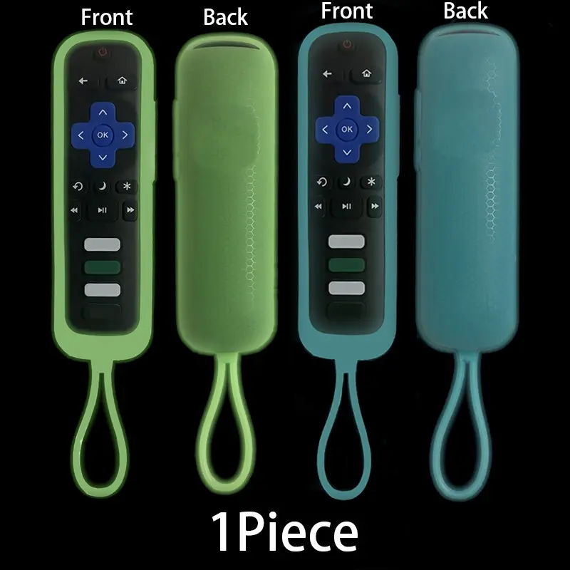 Protective cover for TCL Roku TV streaming stick remote, silicone case for Roku Voice/Express/Premiere remote, protective sleeve with Compatibility - luminous green, luminous blue