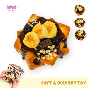 YOYOSQUISHY Chocolate Banana Toast handmade Taba Squishy Toy Stress Relief Fidget toy Soft Muddy Texture