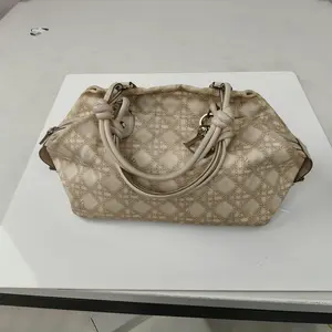 Pre-owned Dior Canvas Tote Bags Christian Cream Cherie Cannage Printed Zip Bag