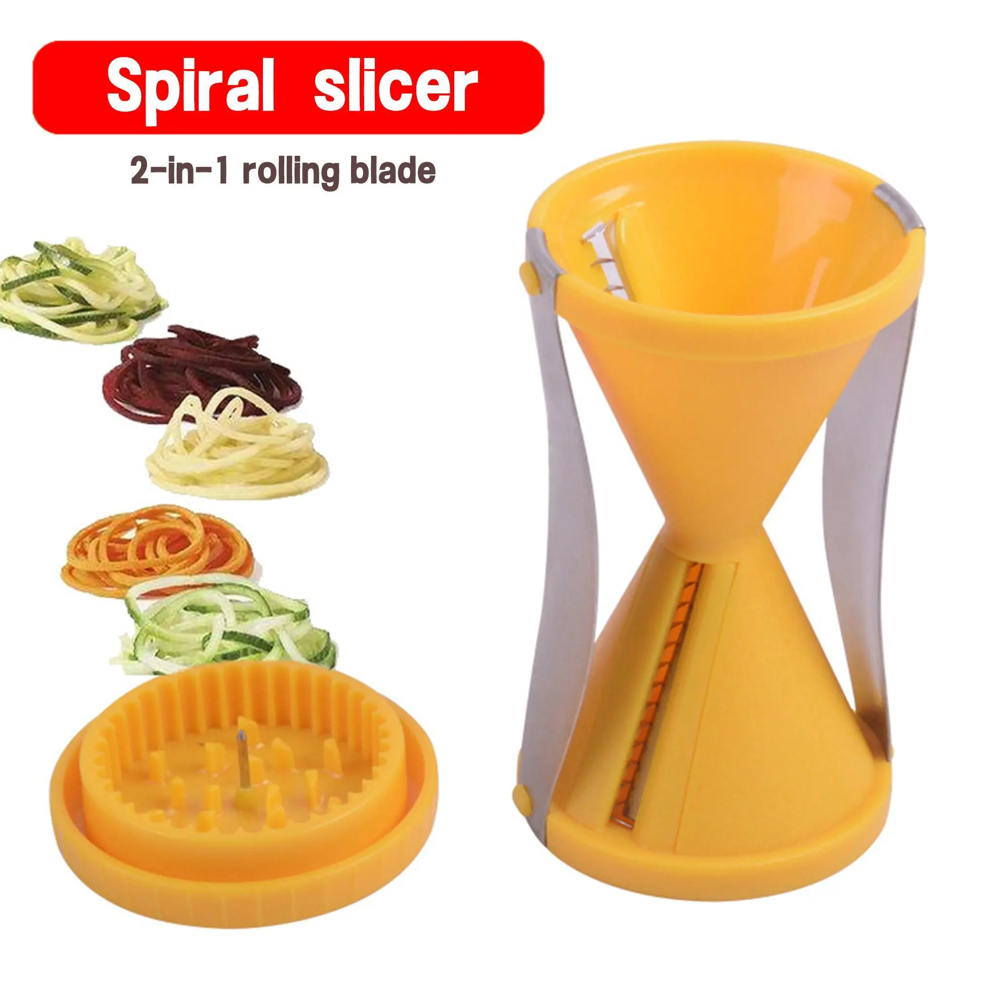 2 PACK Spiral Slicer Shred Vegetable Fruit Process Cutter Peeler for Kitchen Cooking