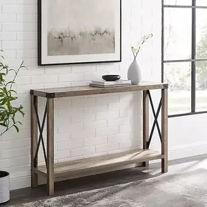 Gray Wash Farmhouse X-Frame Console Table Gray Wash Farmhouse X-Frame Console Table