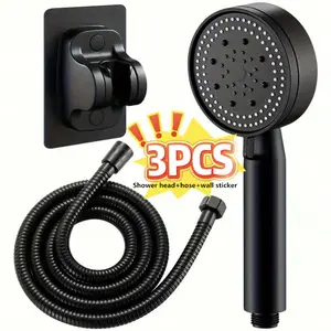 3pc Luxurious Pressurized Handheld Shower Head - 5 Modes Adjustable Water Output, Thermostatic Control, Polished Finish, Hanging