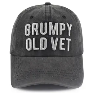 Gomcdlwn Veteran Military Hats for Men Women, Funny 3D Embroidered Grumpy Old Vet Baseball Cap, Adjustable Patriotic Army Hat, Veterans Day Birthday Retirement Gifts for Family Friend Vietnam Veteran