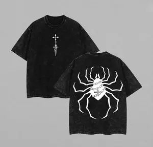 Hunter x Hunter Phantom Troupe Spider Streetwear Tee – Vintage Washed Graphic T-Shirt Featuring the Infamous Spider Emblem – Soft Cotton Unisex Top for Anime Fans – Perfect for Casual Wear