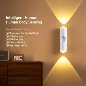 Smart Rechargeable LED Night Light with Motion Sensor – RGB Gradient Ambient Lighting, Dimmable Wall Lamp, Magnetic & Stick-On Design, USB Convenient Charging, Long-Lasting Battery, Perfect for Halloween Decor, Bedroom, Stairs, Hallway & Entryway