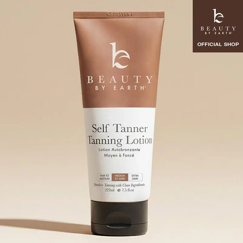 Beauty by Earth Self Tanner Body Lotion - Best Gradual Natural Bronzed Sunless Hydrating Streak Free Tanning Glow Made in USA, Vegan Cruelty Free Pregnancy Safe