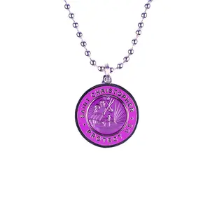 St. Christopher Necklace - Purple