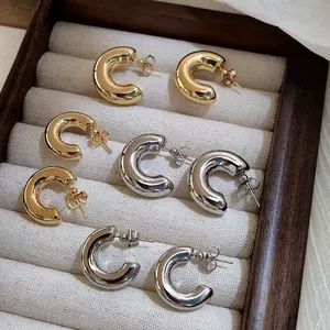 Chunky Gold Open C-Hoop Earrings| Bold Statement Jewelry for Women