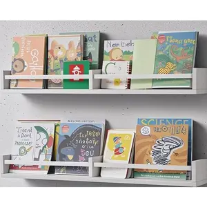 Wall Mounted Floating Shelves for Nursery, 32 Inch Wooden Bookshelves Set of 2, Kids Room Decor Hanging Storage, Pine Wood Wall Shelf for Baby Room Organization, Space Saving Design Installation Box