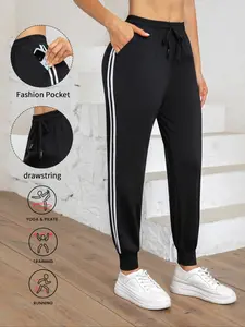 Women's High Elasticity Ice Silk Cool Nylon Sports Pants, Pure Color, All Seasons, Knit Fabric, Drawstring Waistband, Running & Casual Wear, Fitness Yoga Pants