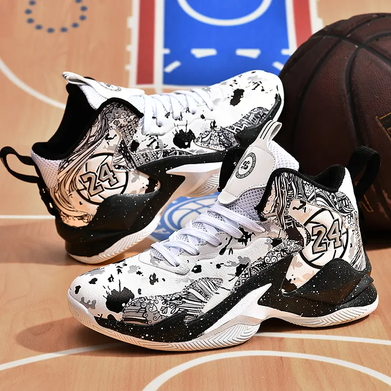 Men's Basketball Shoes - Sporty Chic High-Top Colorblock Lace-up Sneakers for All Season Court Play, Slip-Resistant & Shock-Absorbing, Anti-Slip Grip, Shock Absorbs, Slam Dunks
