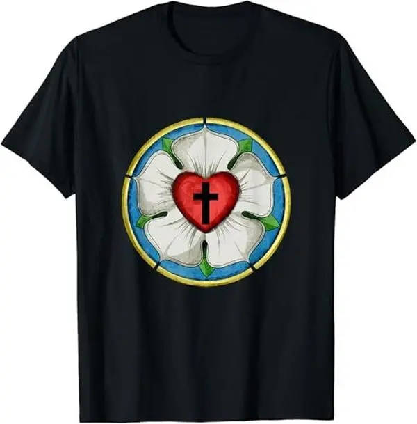 LUTHER ROSE SEAL LUTHERAN SYMBOL CHRISTIAN CROSS T-Shirt Made In USA, All Colors, Gift for Women Men, US Size S-6XL, 100% cotton, Classic Fit, Unisex T-Shirt