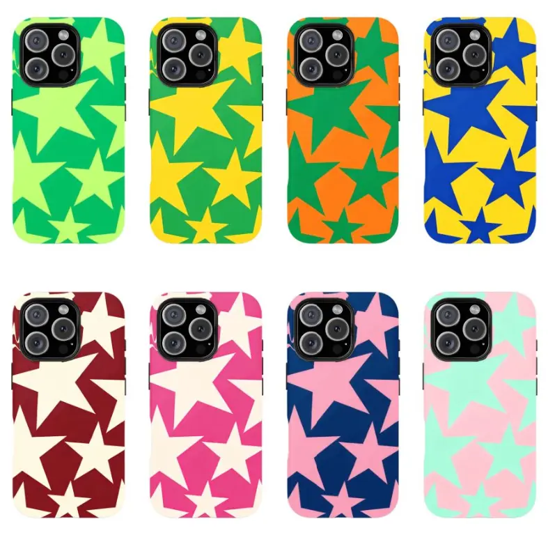 A retro-chic green star pattern, this durable case is  works with iPhone 17/16/15/14/13/12/11 Pro Max/Plus/Pro. A simple and stylish phone case, perfect for a birthday gift.