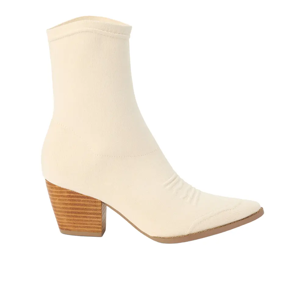COCONUTS by Matisse Womens Lynne Pull On Ankle Pointed Toe Casual Boots Ankle Mid Heel 2-3" - Off White