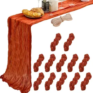 12 Pack 10 Ft Terracotta Thanksgiving Cheesecloth Table Runner Gauze Cheese Cloth for Burnt Orange Fall Bridal Baby Shower Wedding Decor (35 x 120 Inch)