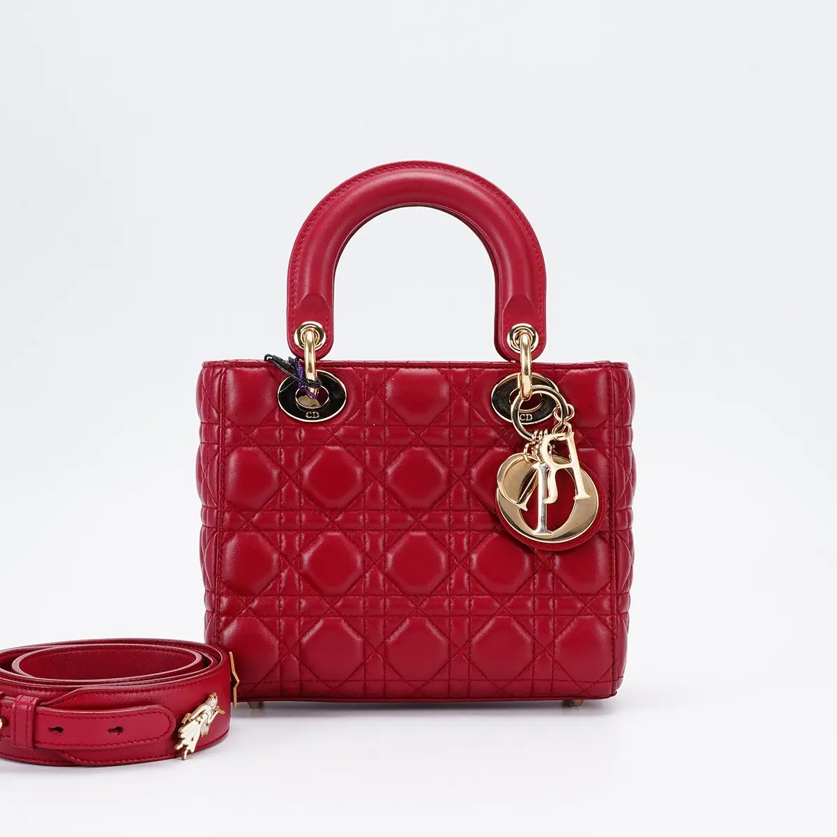 Pre-owned Dior lambskin Shoulder Bags Christian Cannage Lady Small shoulder bag BGT130075