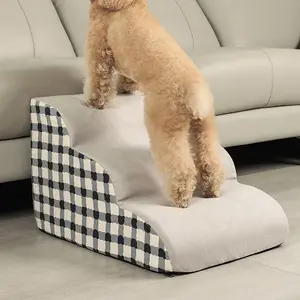 2-in-1 ramp and steps, a universal model for senior pets and small dogs for sofas, beds and cars. Non-slip foam steps paired with a soft plush ramp, portable stair steps, specially designed for puppies and senior dogs.