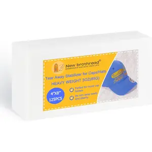 Tearaway Embroidery Stabilizer Backing for Caps and Hats - 4" x 8" 125 Precut Sheets - Heavy Weight 3oz