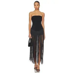superdown Tea Fringe Romper in Black