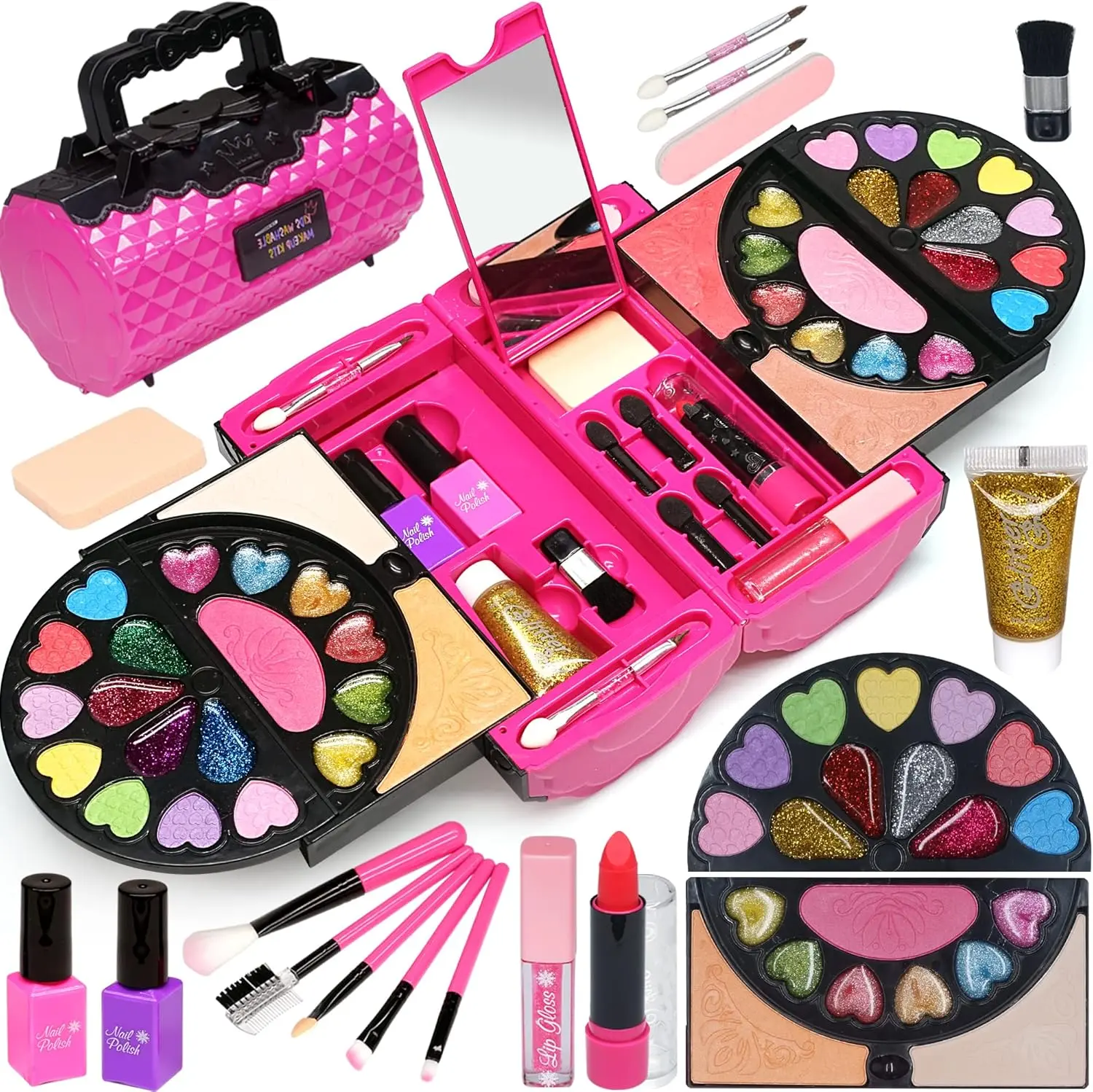 Kids Makeup Kit for Girls - 59 PCS Real & Safe Makeup, Washable, Princess Toy Makeup Kit for Children, Age 4-12, Birthday &
