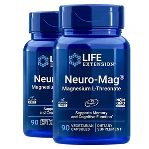 Life Extension Magnesium L-Threonate 90 Capsules - Supports Memory, Attention & Focus, Brain Fog, Quick Thinking, Neuro-mag Dietary Supplement