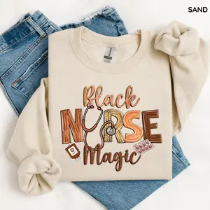 Gildan Nurse Black History Sweatshirt, Black Nurse Magic Crewneck, Afro American Nurse Stethoscope, Juneteenth Black History Month, Nurse Gift
