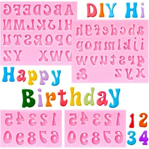 4 Pcs Letter and Number Silicone Molds Alphabet and Numbers Chocolate Molds 0-9 Numbers and 26 Letters Candy Mold for Party Baking Desserts Cake Decoration