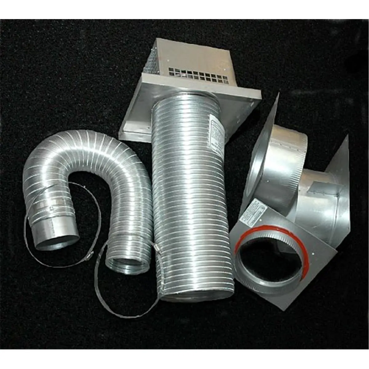 212 MAIN DVVK4F 4 ft 4x7 in Flexible Fireplace Ventilation DV Flex Vent Kit, Home Use Appliance Parts with Horizontal Wall Thimble, Collars, Gear Clamps