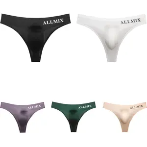 3PCS Men's Low Rise Thong Underwear - Seamless Ice Silk T-Back Briefs,See-Through Lightweight Breathable Workout Underwear