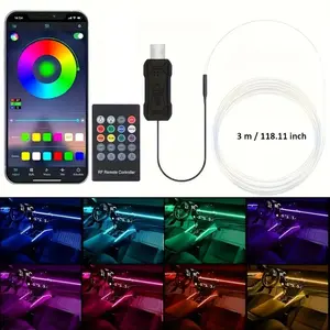 6M 4-in-1 RGB Car Interior Fiber Optic Atmosphere Lights with APP Remote Voice Control LED Strip Music Sync Universal Neon Ambient Lighting for Cars Trucks SUVs RGBW Multicolor USB RGB Car Light Controlled light kit, Car Accessories, Auto Parts Accessorie