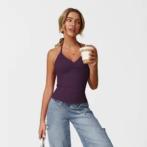 MFVIM Women's Fit Camisole with Built-in Bra Spaghetti Straps Basic Nylon Western Outfits Casual Sleeveless Cropped Tank Corset Spandex SpringStatements