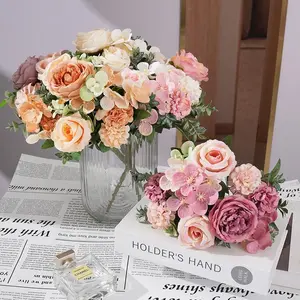 Artificial Peony Hydrangea Rose Simulation Flower, Faux Flower, Artificial Flowers Bouquet, Decorative Flower for Home & Garden Table Decoration, Fruit